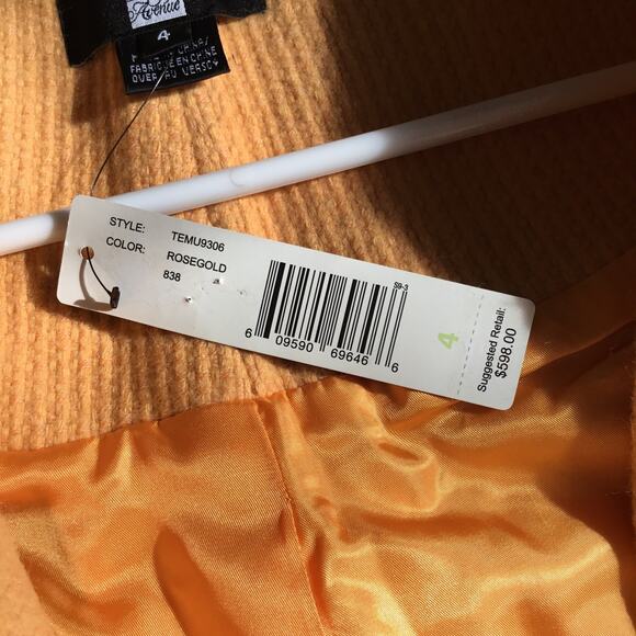 Ellen Tracy Mustard Yellow Angora & Wool Blend One Button Coat Pockets Sz 4 Flaw - Picture 6 of 10